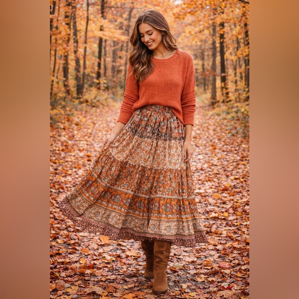 VENUS Women’s Warm Rust Crewneck Sweater